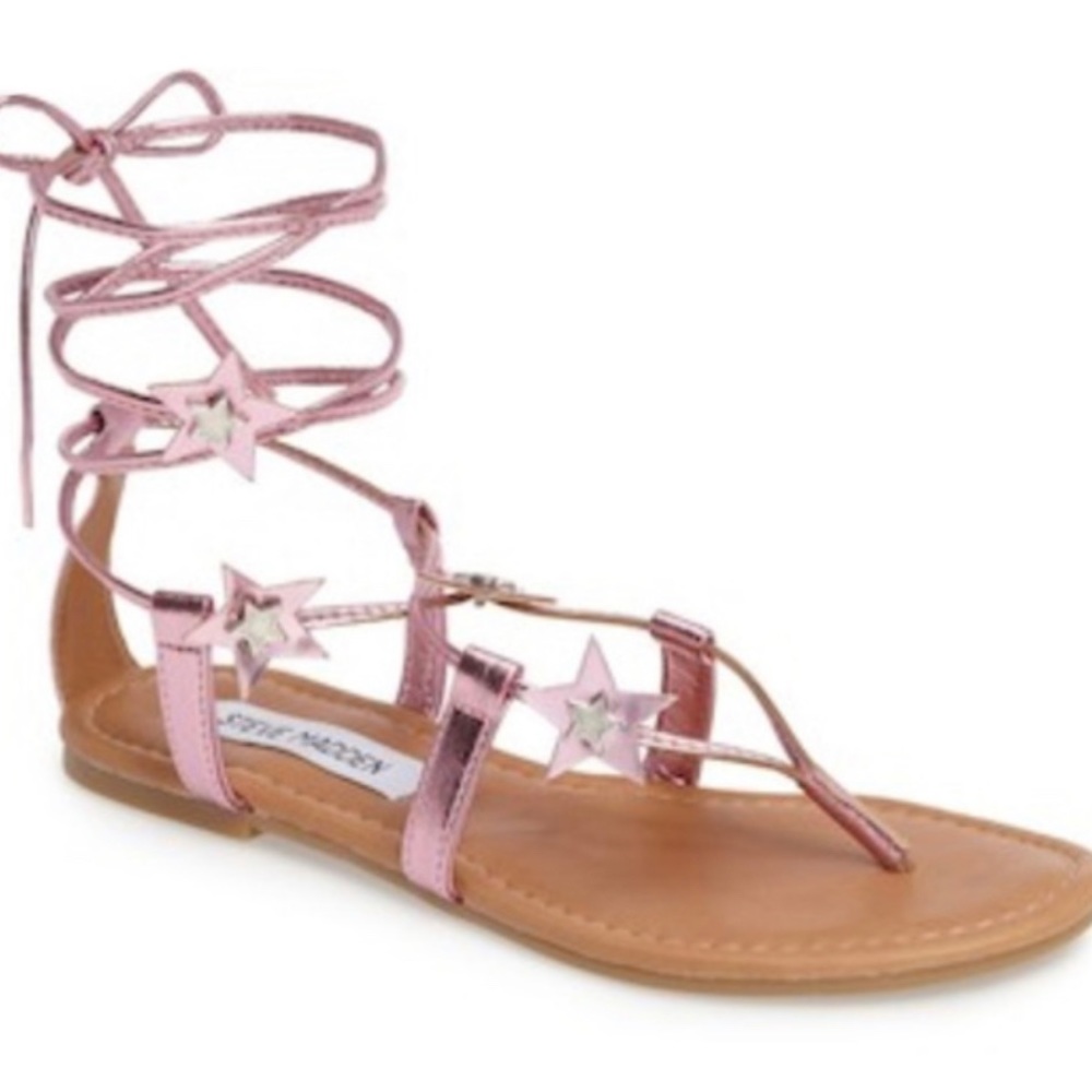 Steve Madden✨HP✨pink metallic stars lace up sandals